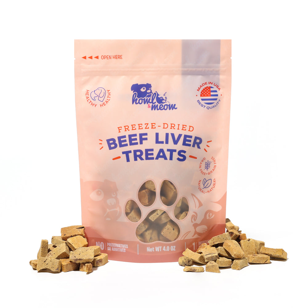 
            
                Load image into Gallery viewer, Howl &amp;amp; Meow - Beef Liver Freeze-Dried Raw Dog Treats - 4 oz.
            
        