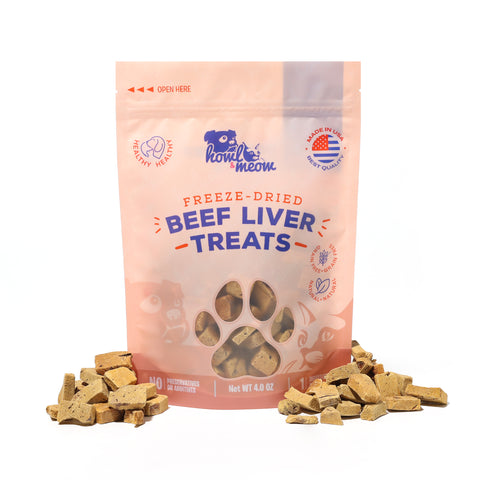 Beef Liver Freeze Dried Raw Dog Treats 4 oz. Howl Meow